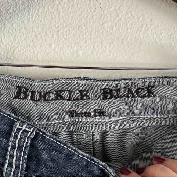 Buckle Black Jeans Distressed Denim Three Fit 34X32 Fade Stitching Medium Wash - Picture 13 of 16